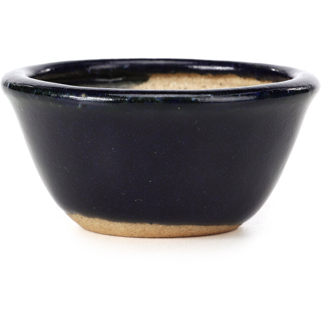 Round blue bonsai pot by Hattori - 78 x 78 x 37 mm