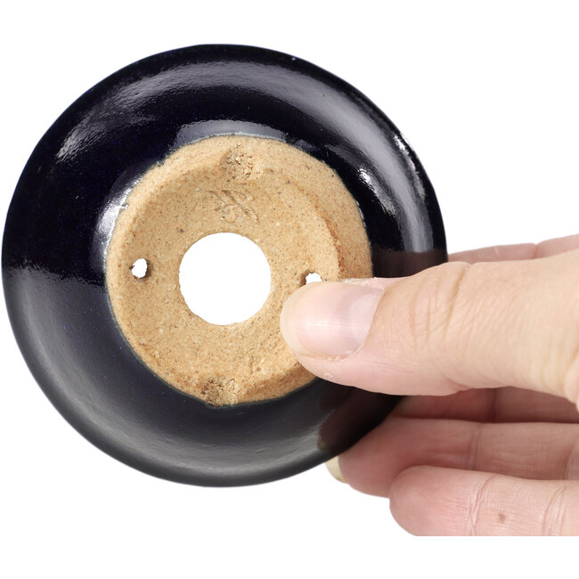 Pot à bonsaï rond bleu par Hattori - 78 x 78 x 37 mm