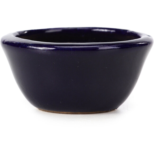Round blue bonsai pot by Hattori - 65 x 65 x 31 mm
