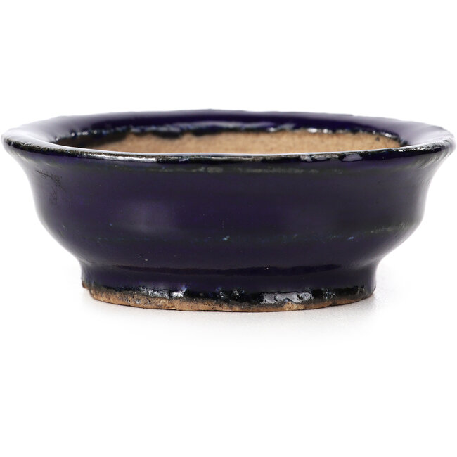 Round blue bonsai pot by Hattori - 73 x 73 x 27 mm