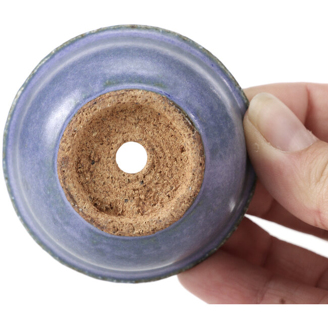 Round blue bonsai pot by Hattori - 62 x 62 x 32 mm