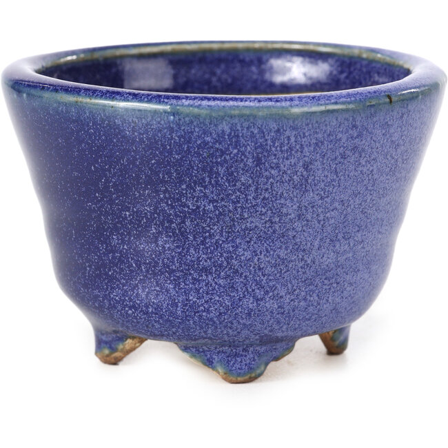 Runde blaue Bonsaischale von Hattori - 85 x 85 x 56 mm