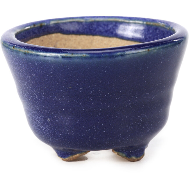 Round blue bonsai pot by Hattori - 85 x 85 x 56 mm