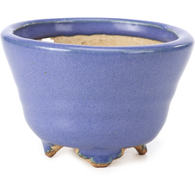 Vaso per bonsai rotondo blu di Hattori - 85 x 85 x 58 mm