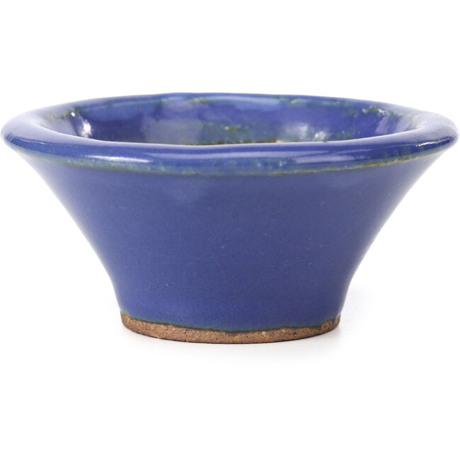 Vaso per bonsai rotondo blu di Hattori - 99 x 99 x 42 mm