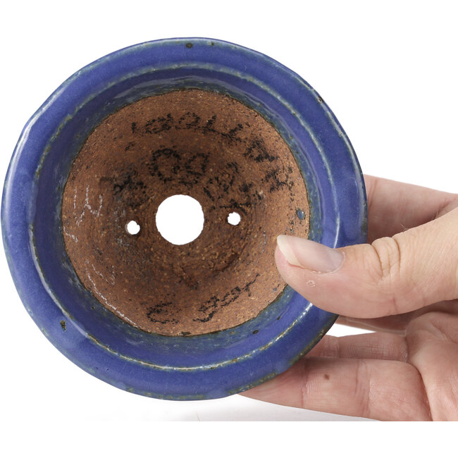 Vaso per bonsai rotondo blu di Hattori - 98 x 98 x 45 mm