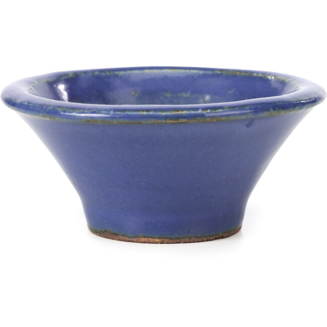 Runde blaue Bonsaischale von Hattori - 98 x 98 x 48 mm