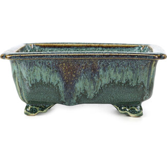 Fuka 152 mm rectangular blue bonsai pot by Fuka, Japan