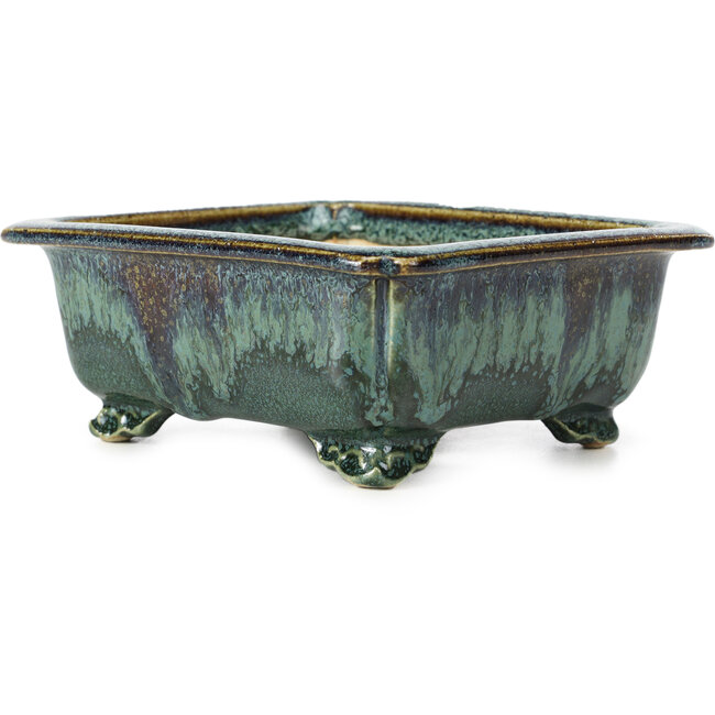 Pot à bonsaï rectangulaire bleu par Fuka - 152 x 136 x 60 mm