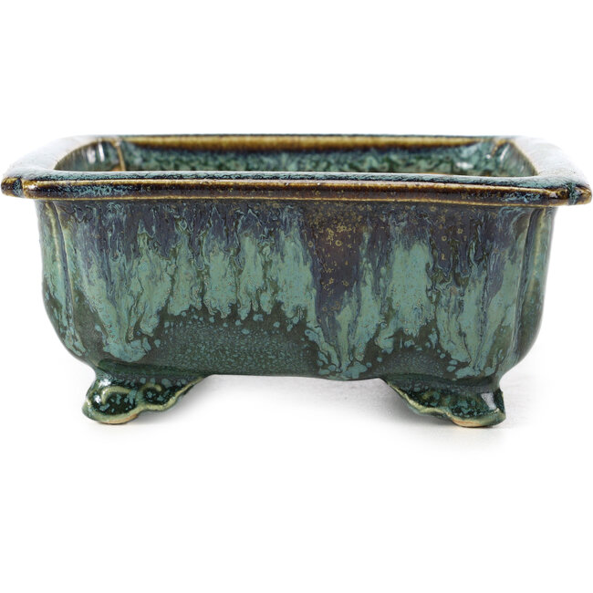 Pot à bonsaï rectangulaire bleu par Fuka - 152 x 136 x 60 mm