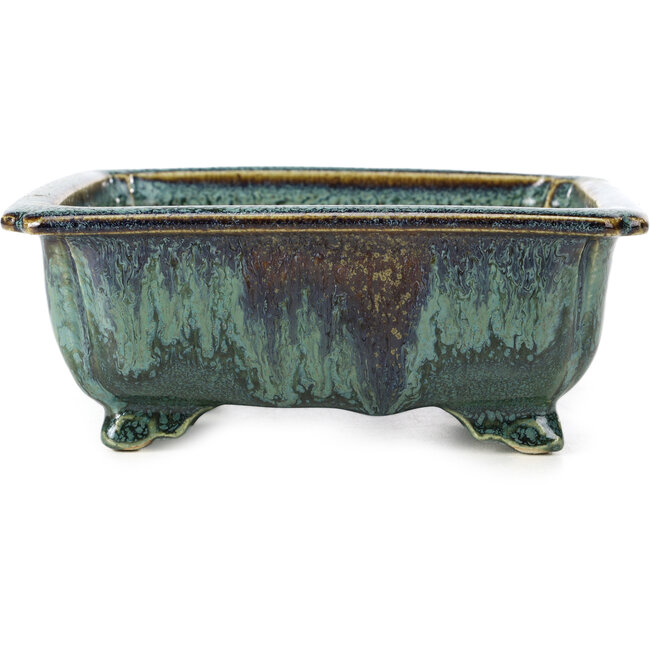 Maceta de bonsái rectangular azul de Fuka - 152 x 136 x 60 mm