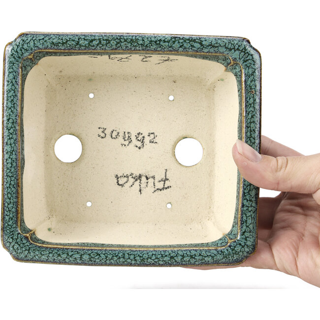 Pot à bonsaï rectangulaire bleu par Fuka - 152 x 136 x 60 mm