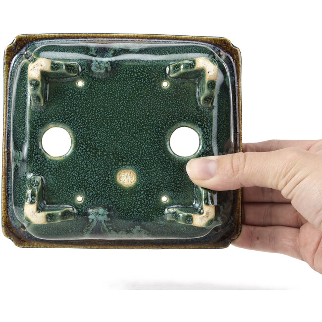 Pot à bonsaï rectangulaire bleu par Fuka - 152 x 136 x 60 mm