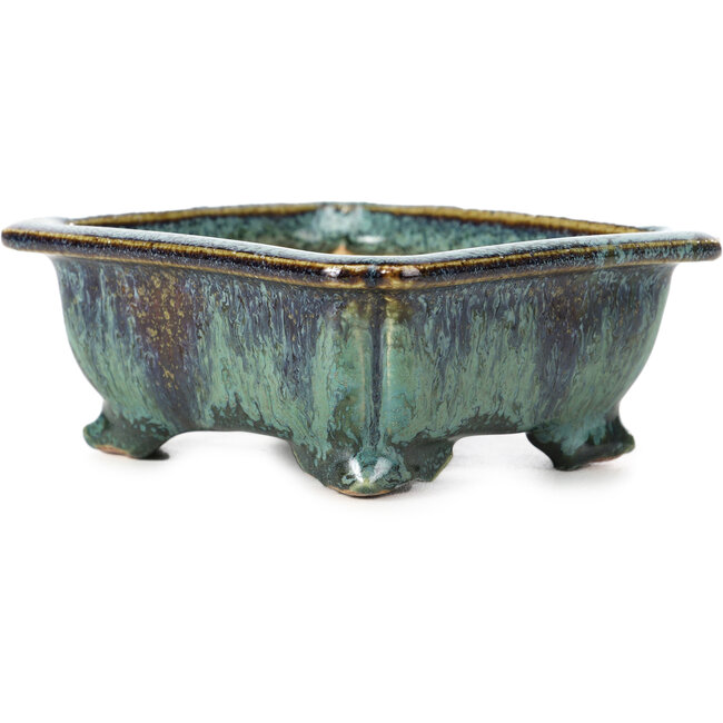 Maceta de bonsái rectangular azul de Fuka - 111 x 101 x 47 mm