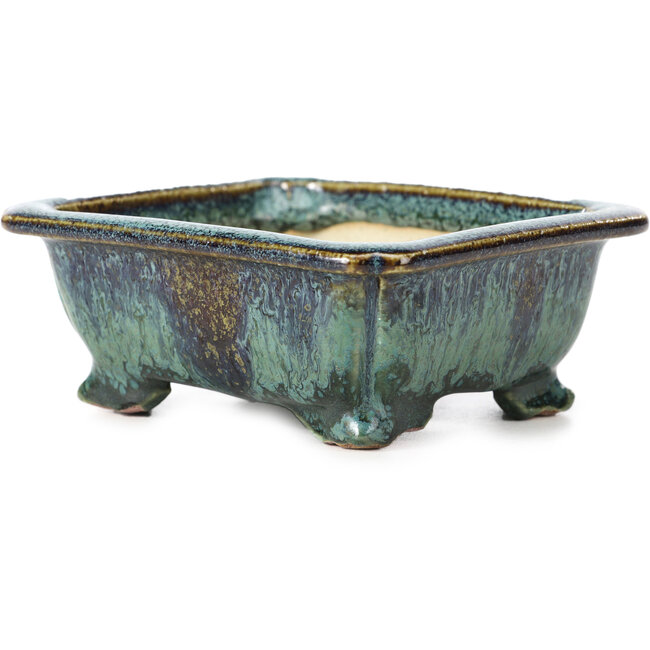 Rechthoekige blauwe bonsaipot van Fuka - 111 x 101 x 47 mm