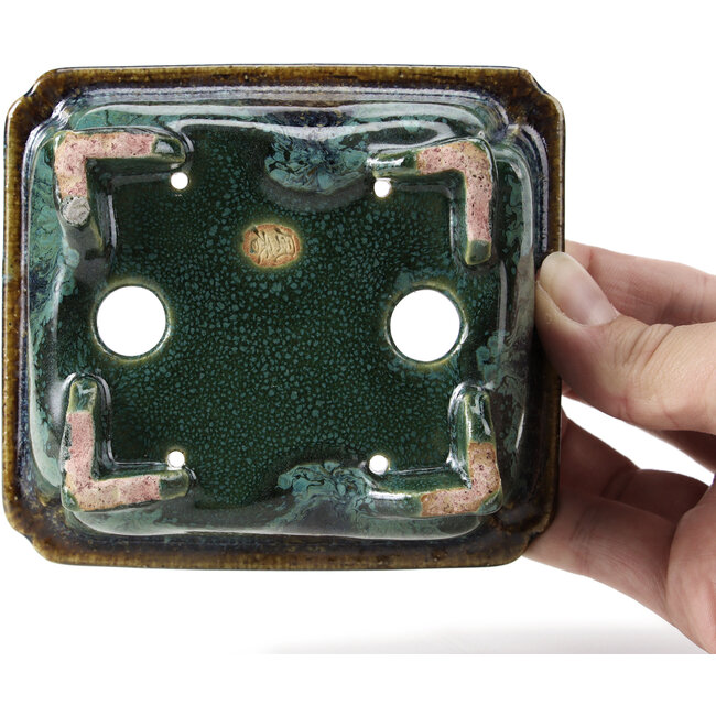 Vaso bonsai rettangolare blu di Fuka - 111 x 101 x 47 mm