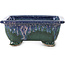 Rectangular blue bonsai pot by Fuka - 111 x 101 x 48 mm