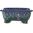 Rectangular blue bonsai pot by Fuka - 111 x 101 x 48 mm