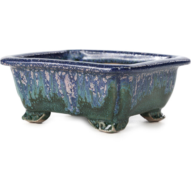 Maceta de bonsái rectangular azul de Fuka - 111 x 101 x 48 mm