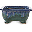 Rectangular blue bonsai pot by Fuka - 111 x 101 x 48 mm