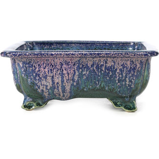 Fuka 152 mm rectangular blue bonsai pot by Fuka, Japan