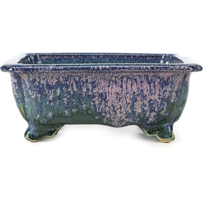 Rectangular blue bonsai pot by Fuka - 152 x 136 x 60 mm