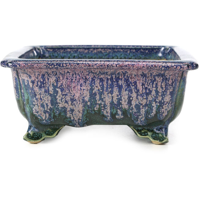 Maceta de bonsái rectangular azul de Fuka - 152 x 136 x 60 mm