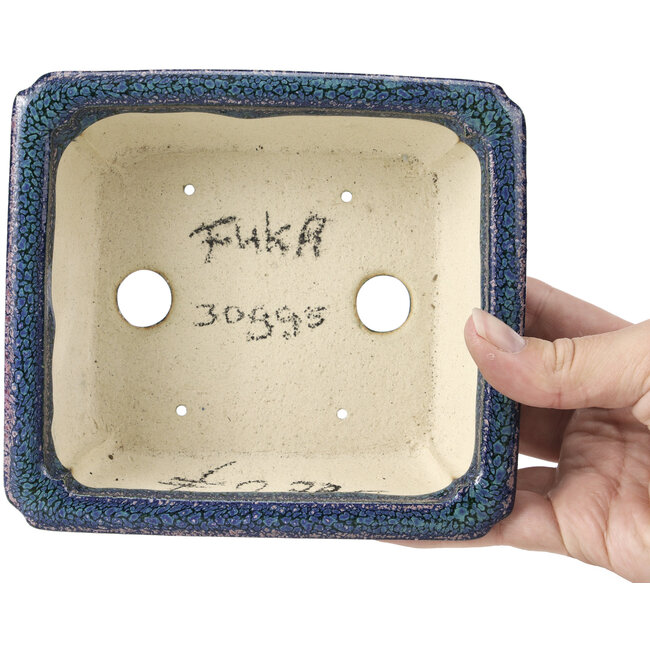 Pot à bonsaï rectangulaire bleu par Fuka - 152 x 136 x 60 mm