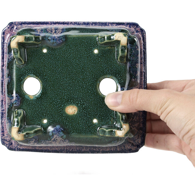 Pot à bonsaï rectangulaire bleu par Fuka - 152 x 136 x 60 mm