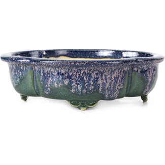 Fuka 169 mm mokko blue bonsai pot by Fuka, Japan