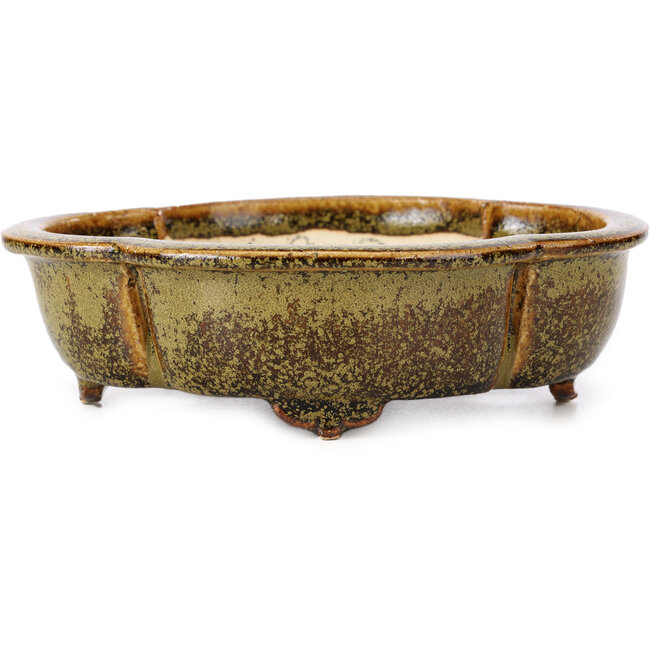 Mokko golden and brown bonsai pot by Fuka - 169 x 147 x 50 mm