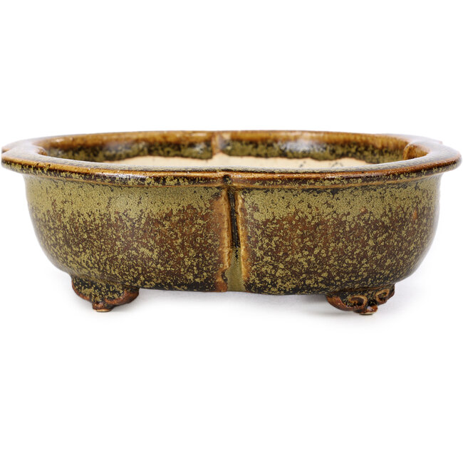 Pot à bonsaï Mokko doré et marron par Fuka - 169 x 147 x 50 mm