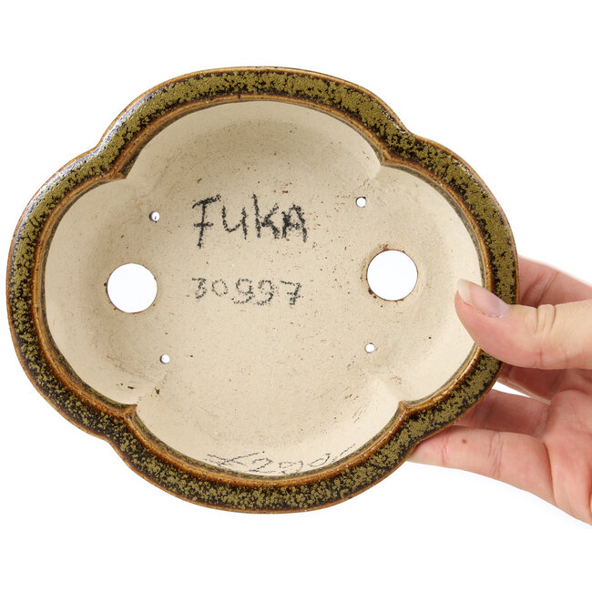 Mokko golden and brown bonsai pot by Fuka - 169 x 147 x 50 mm