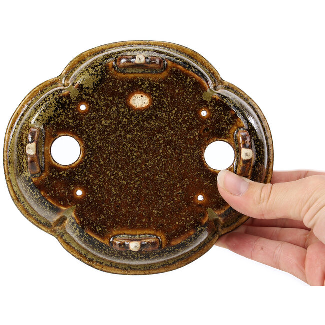 Pot à bonsaï Mokko doré et marron par Fuka - 169 x 147 x 50 mm