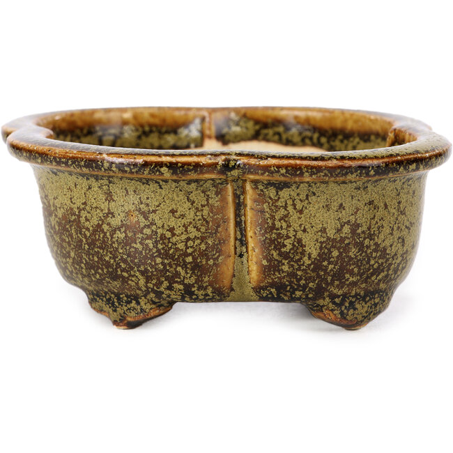 Maceta de bonsái Mokko dorado y marrón de Fuka - 115 x 102 x 44 mm