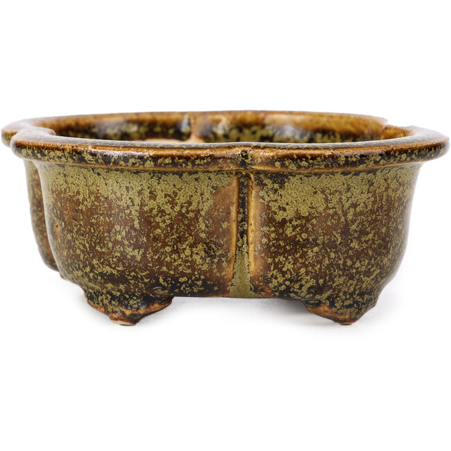 Mokko golden and brown bonsai pot by Fuka - 115 x 102 x 44 mm