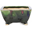 Square green and multicolor bonsai pot by Shozan - 126 x 123 x 64 mm