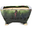 Square green and multicolor bonsai pot by Shozan - 126 x 123 x 64 mm