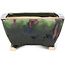 Square green and multicolor bonsai pot by Shozan - 126 x 123 x 64 mm