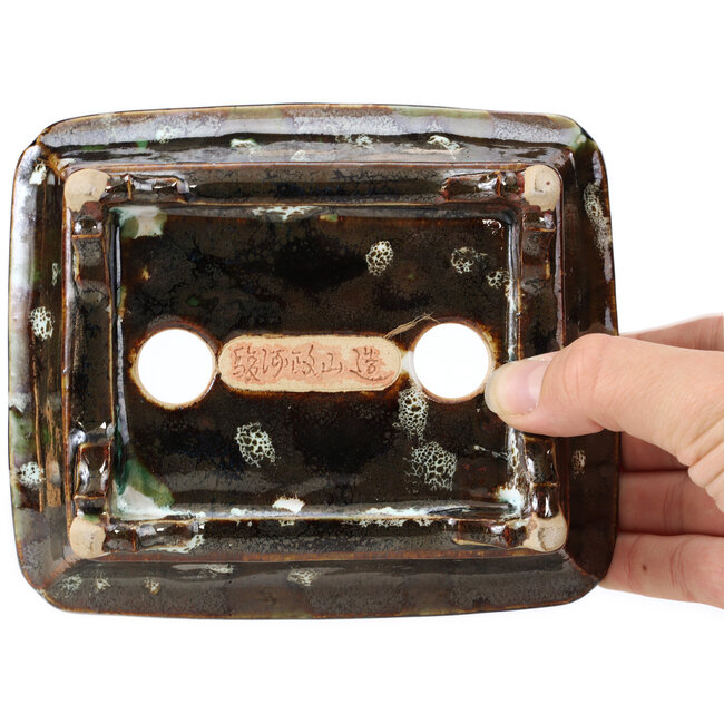 Maceta de bonsái marrón rectangular de Shozan - 154 x 129 x 55 mm