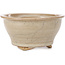 Ronde beige craquelé bonsai pot van Kakuzan - 134 x 134 x 70 mm