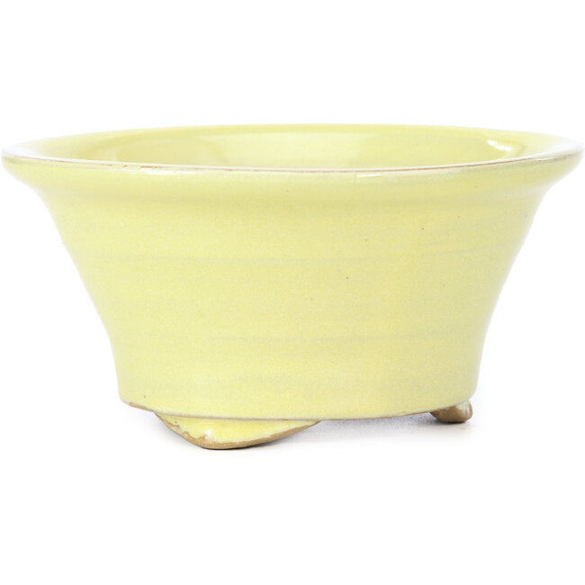 Pot à bonsaï rond jaune par Kakuzan - 128 x 128 x 66 mm