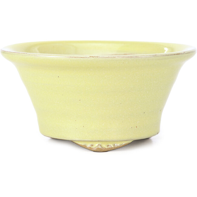 Vaso rotondo giallo per bonsai di Kakuzan - 128 x 128 x 66 mm