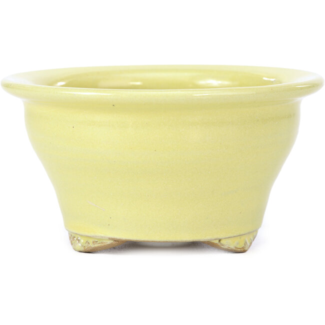 Vaso bonsai rotondo giallo di Kakuzan - 125 x 124 x 70 mm