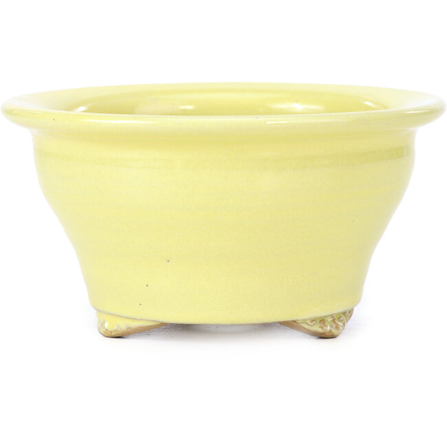 Ronde gele bonsaipot van Kakuzan - 125 x 124 x 70 mm