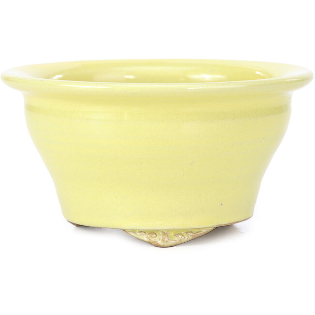 Vaso bonsai rotondo giallo di Kakuzan - 125 x 124 x 70 mm