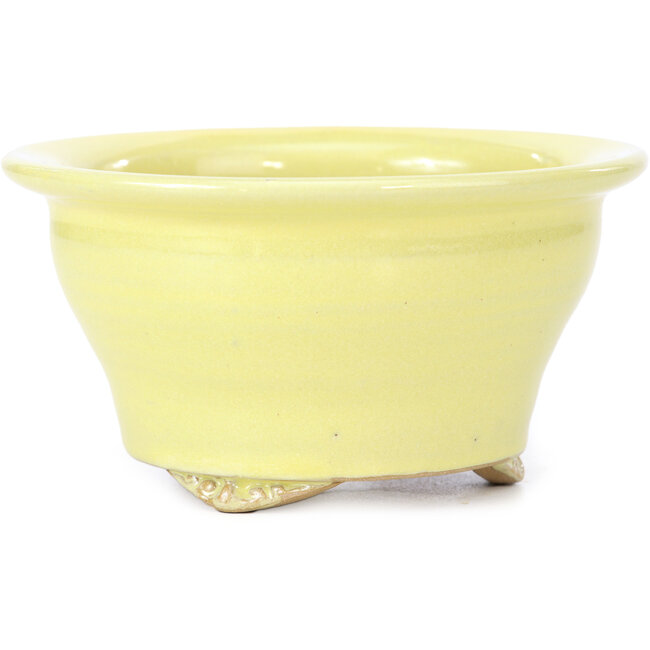 Ronde gele bonsaipot van Kakuzan - 125 x 124 x 70 mm