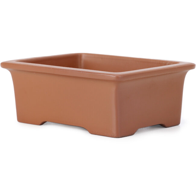 Rechteckige unglasierte Bonsaischale von Seto Yaki - 115 x 89 x 42 mm