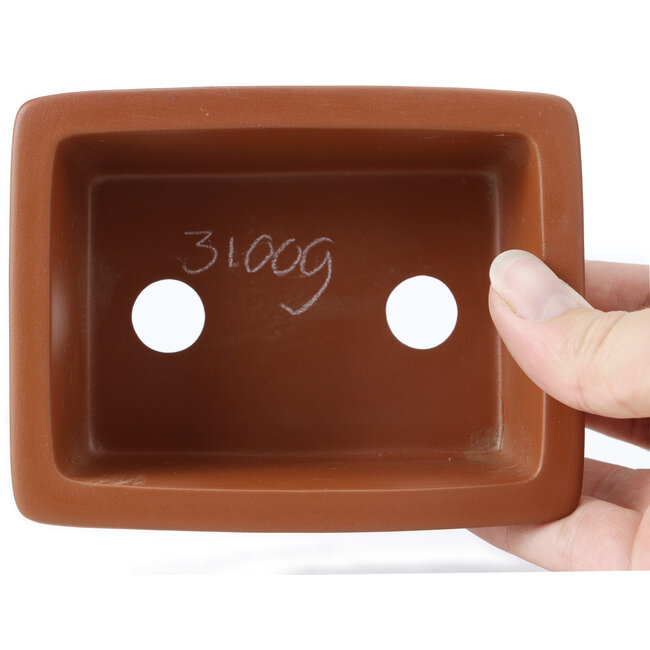 Pot à bonsaï rectangulaire non émaillé par Seto Yaki - 115 x 89 x 42 mm