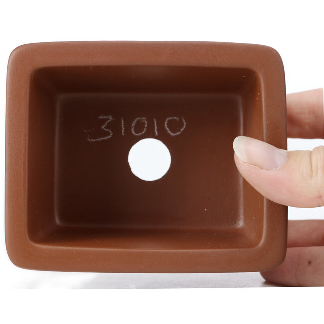 Maceta de bonsái rectangular sin esmaltar de Seto Yaki - 98 x 80 x 51 mm